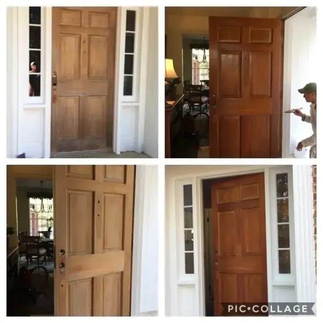 Renovación y barnizado de la puerta principal en Fairfax, VA